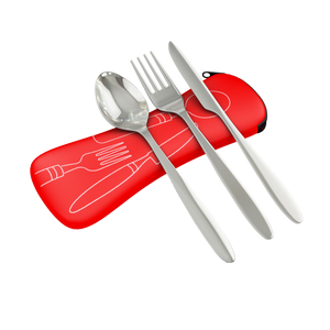 3 Piece Lightweight Stainless Steel Travel / Camping Cutlery Set and Case
