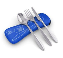 Load image into Gallery viewer, Utensils - 3 Piece Lightweight Stainless Steel Travel / Camping Cutlery Set And Case