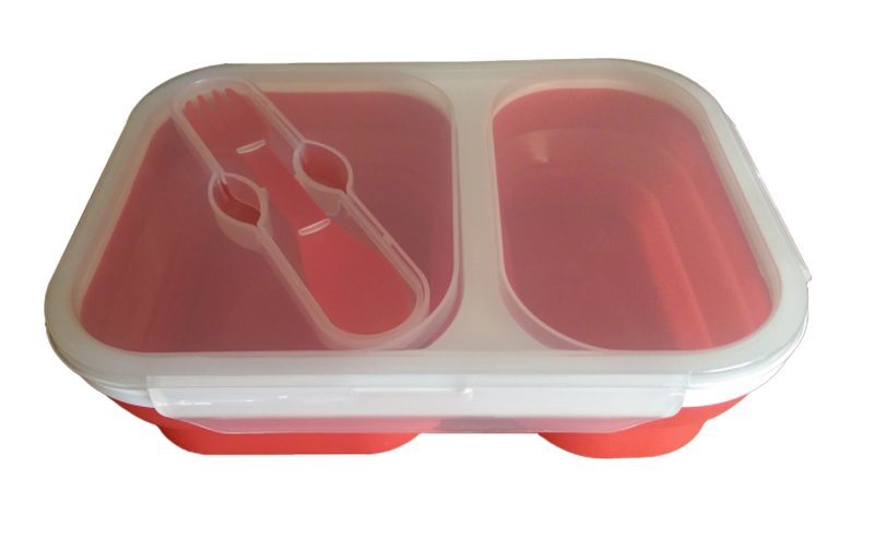 Asdomo Food Box Lunch Container Squares 2 Compartments Collapsible